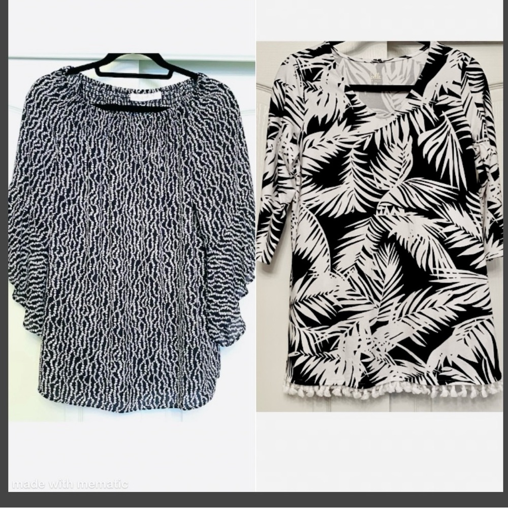Bundle of two Belle by Kim Gravel tops, size XS, black and white